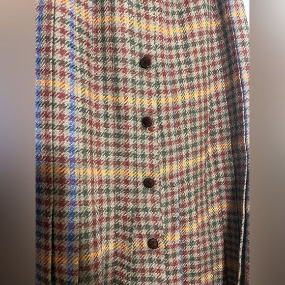 Vintage Valentino Boutique Wool Tweed Plaid Midi Skirt  Size 8 - Picture 4 of 8